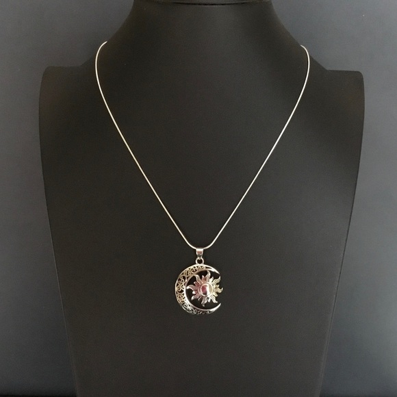 Sterling Silver Moon & Sun Necklace - Picture 4 of 8